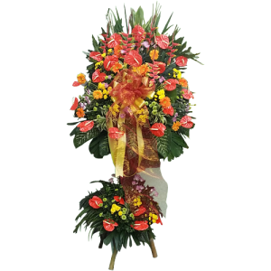 Company grand opening flowers. Spray of flowers with stand for company events. Express delivery by Philippine online flower shop.