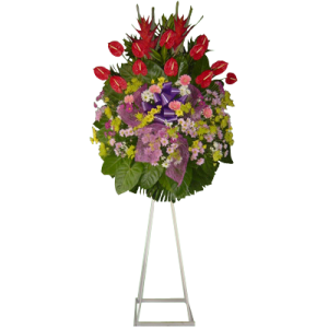 Funeral flowers to express your sympathy  with stand. Condolence flowers. Delivery by trusted online Manila florist. Reliable delivery service of sympathy flowers. 